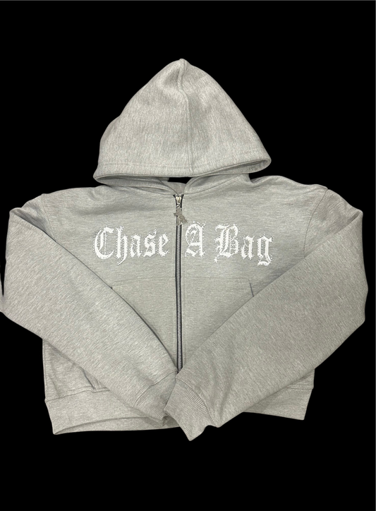 CROPPED RHINESTONE HOODIE